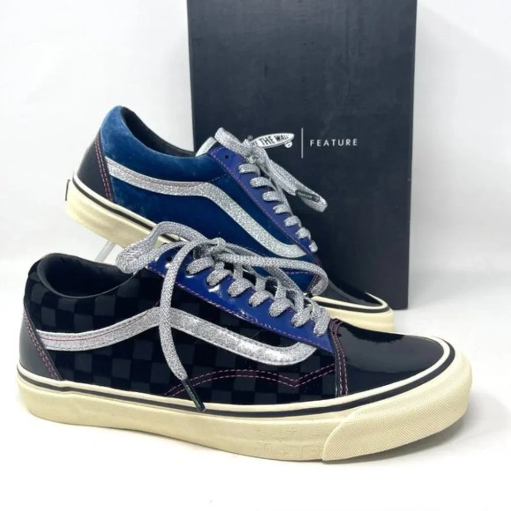 Vans Og Old Skool Lx Black Skateboarding Women Velvet Patent Leather VN0A38FW03E